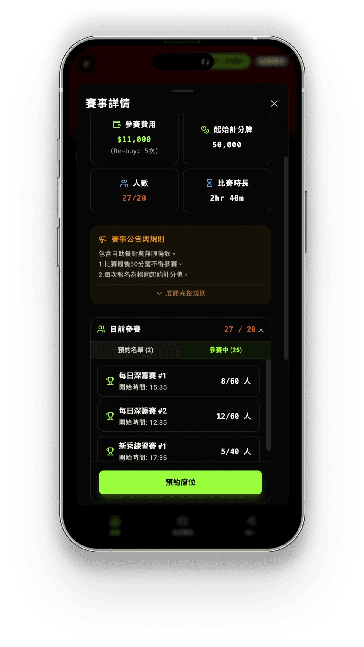 Live Tournament Status